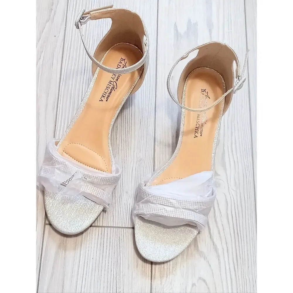 (57-4739) American Glamour By Badgley Mischka Women's Open Toe Wedges Sz 7.5
